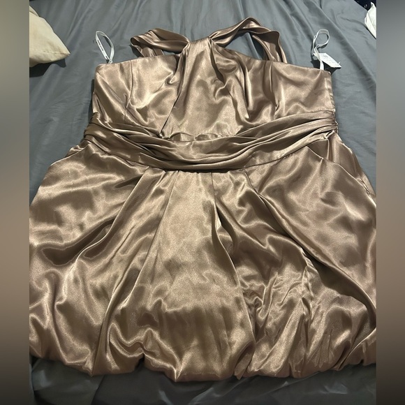 David’s Bridsal Plus Size Bridesmaid Elegant Satin Brown Dress NWT sz 26 - Picture 1 of 10